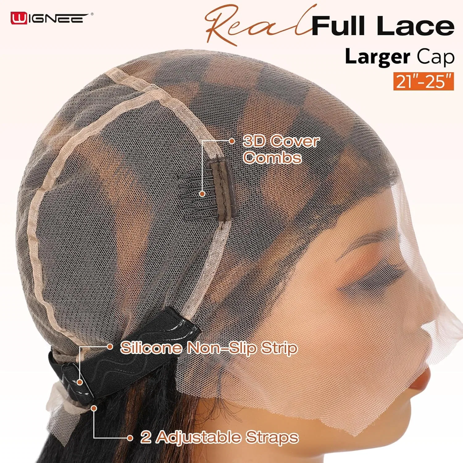 Парик WIGNEE Full Lace из синтетических волос, прямой, 76 см Wignee, Brown Highlight — фото 3