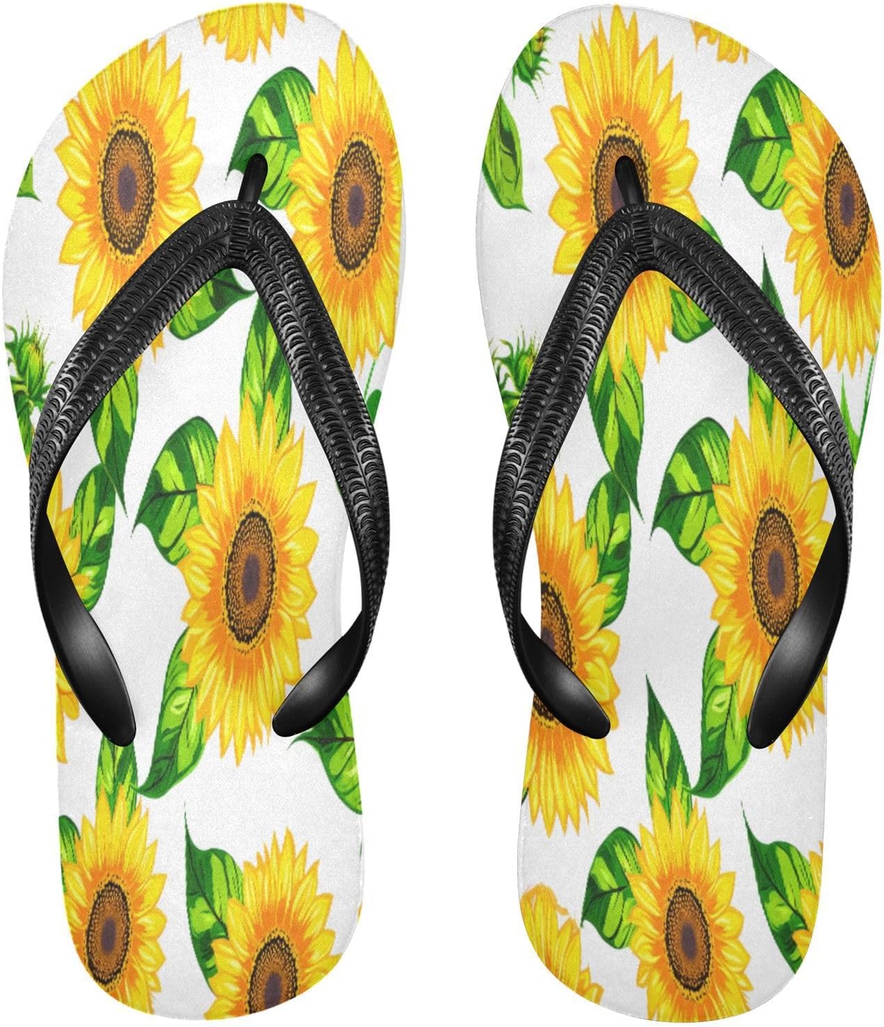 

Вьетнамки с цветочным рисунком подсолнуха, белые пляжные шлепанцы, резиновые нескользящие летние тапочки для женщин и мужчин Sinestour