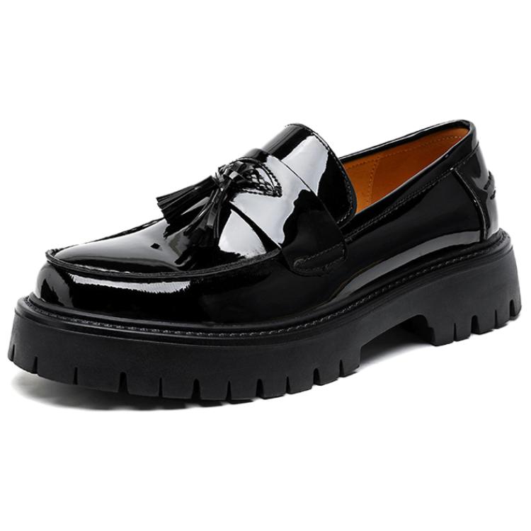 

WEISHIBANGWEI Мужские лоферы черные с потайной платформой, цвет Black Hidden Wedge