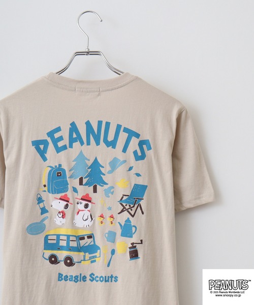 

Футболка с вышивкой и принтом PEANUTS, серо-бежевый