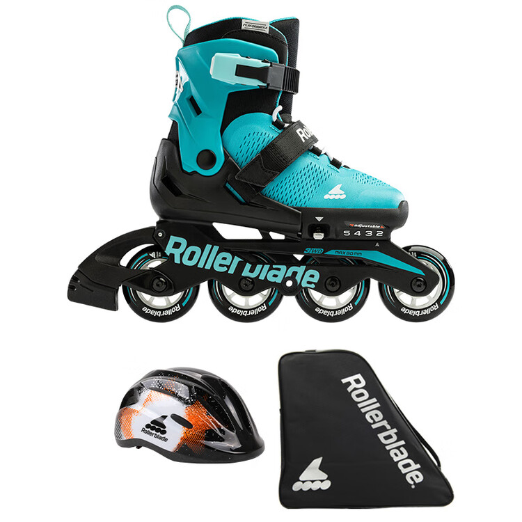 

RollerBlade Детские роликовые коньки с регулируемым размером, Lake Green_Black (Premium Set A), размер M (33-36.5 см)