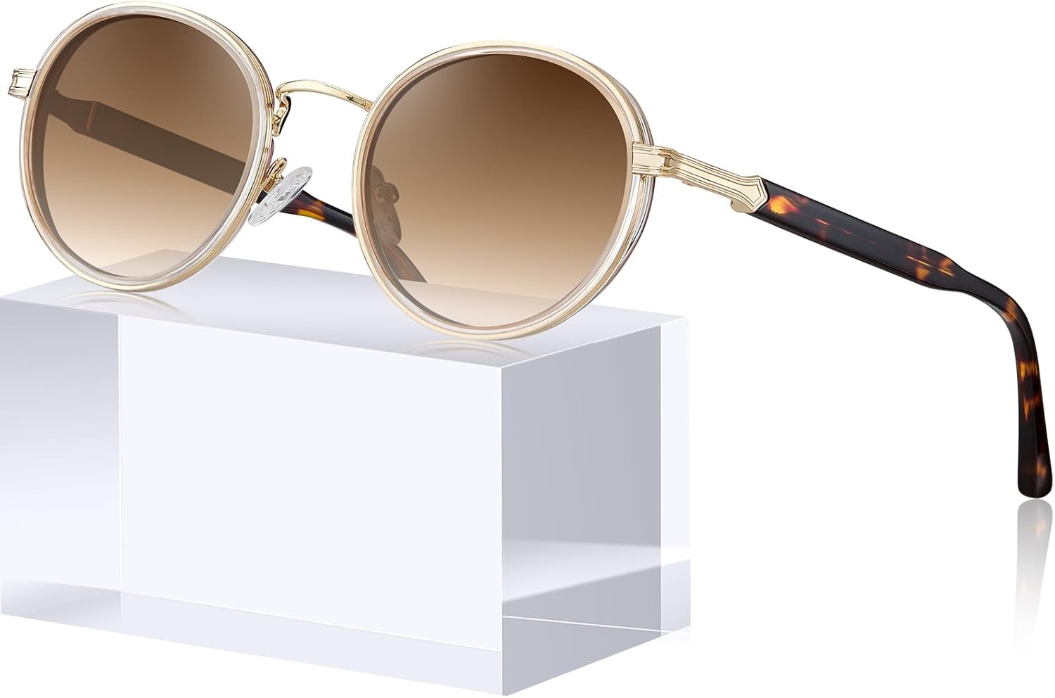 

Женские круглые солнцезащитные очки CARFIA в ацетатно-металлической оправе, поляризованные, с защитой от УФ-излучения, стильные дизайнерские очки CA1951, 2. White Brown Frame Gradual Tea Lens