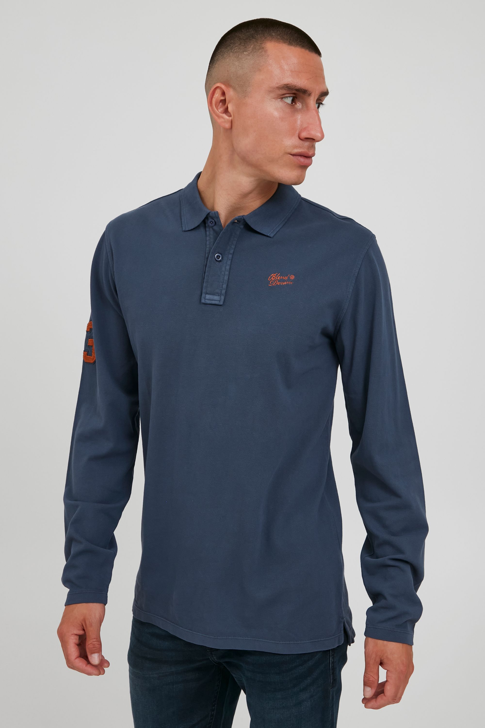 

Лонгслив BLEND Langarm Poloshirt, синий