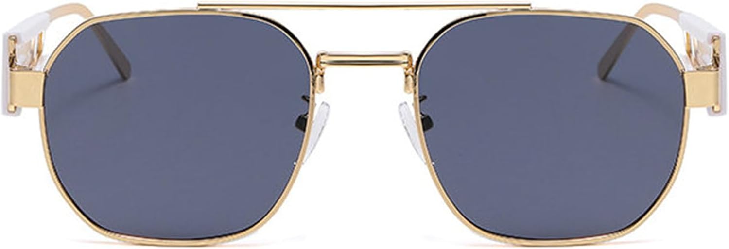 

Willochra Ретро Многоугольные Квадратные Металлические Женские Роскошные Двухлучевые Модные Градиентные Солнцезащитные Очки UV400 Мужские Панк Солнцезащитные Очки, C13