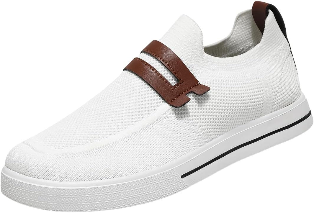 

Мужские повседневные кеды низкого типа для скейтборда - дышащая сетка и мягкая подошва EVA, удобная нескользящая плоская подошва, легкие тканевые кроссовки для походов и повседневной носки Clolinde, белый