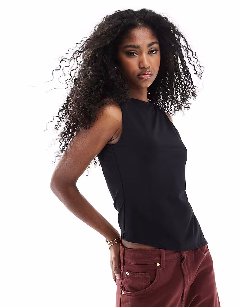 

Топ ASOS DESIGN с косым вырезом и перекрученными бретельками, черный
