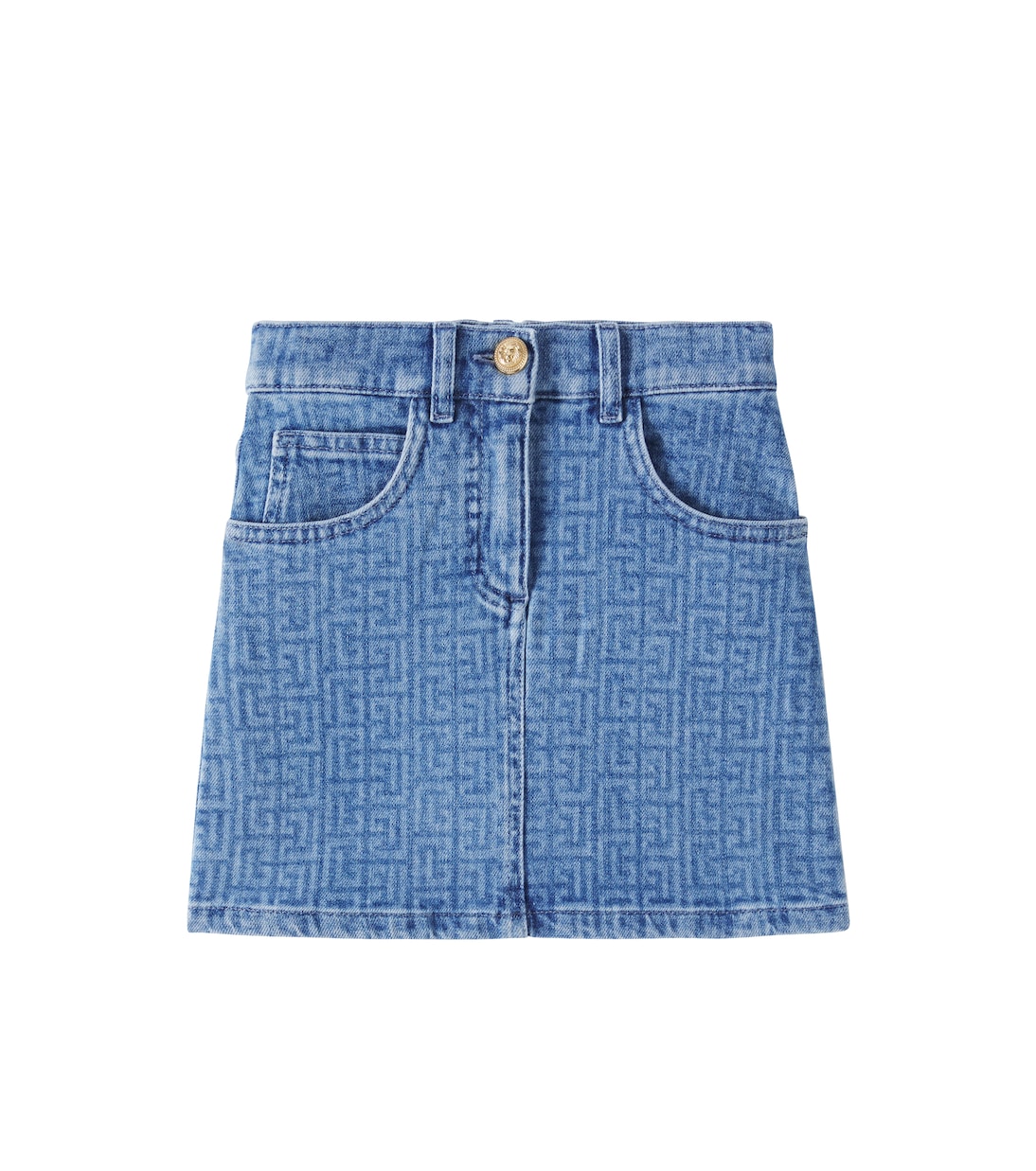 

Юбка из денима с монограммой Balmain Kids, Azure-Blue