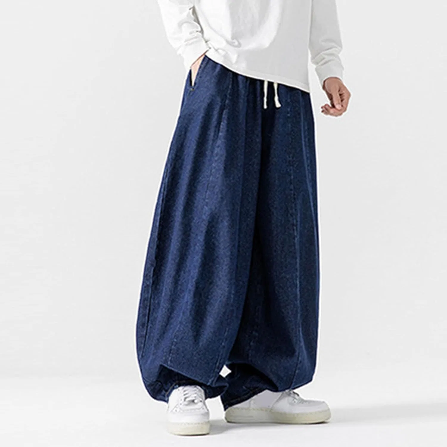 Джинсы свободные Mens Wide Leg Jeans, темно-синий — фото 3