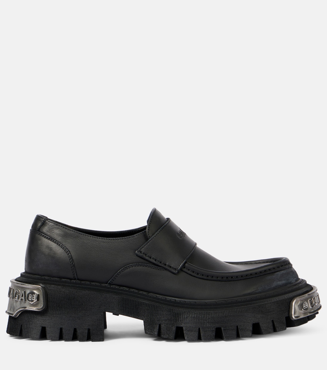 Кожаные лоферы Tractor Balenciaga, Black/Silver — фото 4