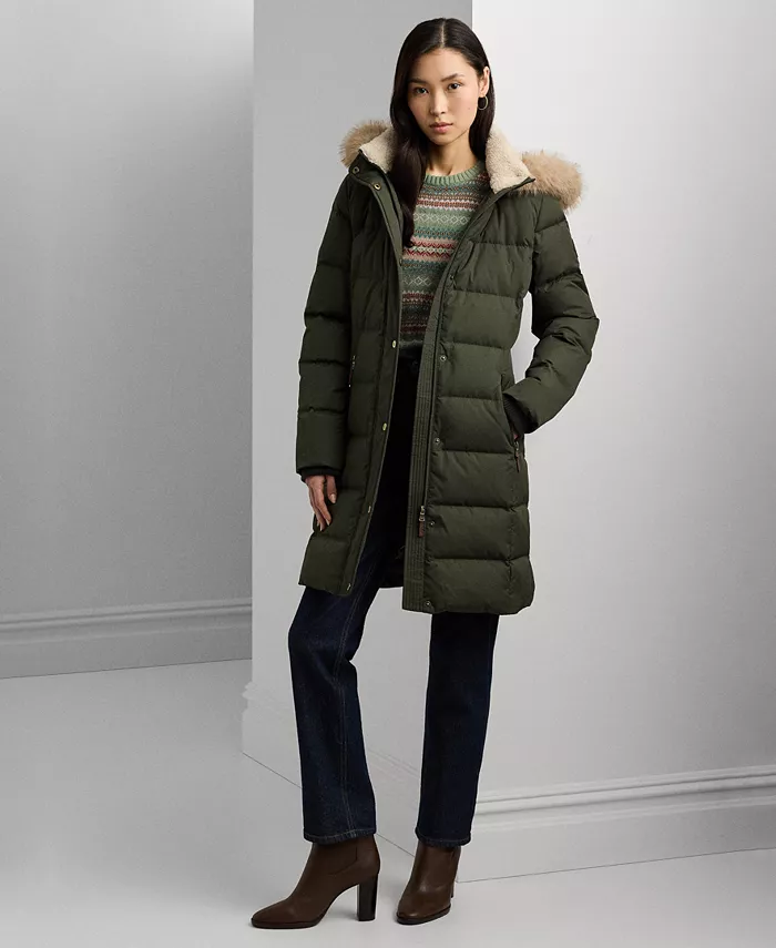 

Женское стеганое пальто с капюшоном из искусственного меха, размеры P/XS–XXL Lauren Ralph Lauren
