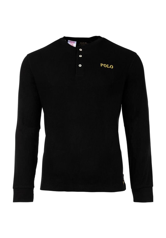 

Пижамный верх с вышивкой на воротнике-стойке Polo Ralph Lauren, черный