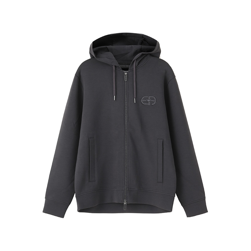 

Толстовка с молнией и вышитым логотипом EMPORIO ARMANI, серый