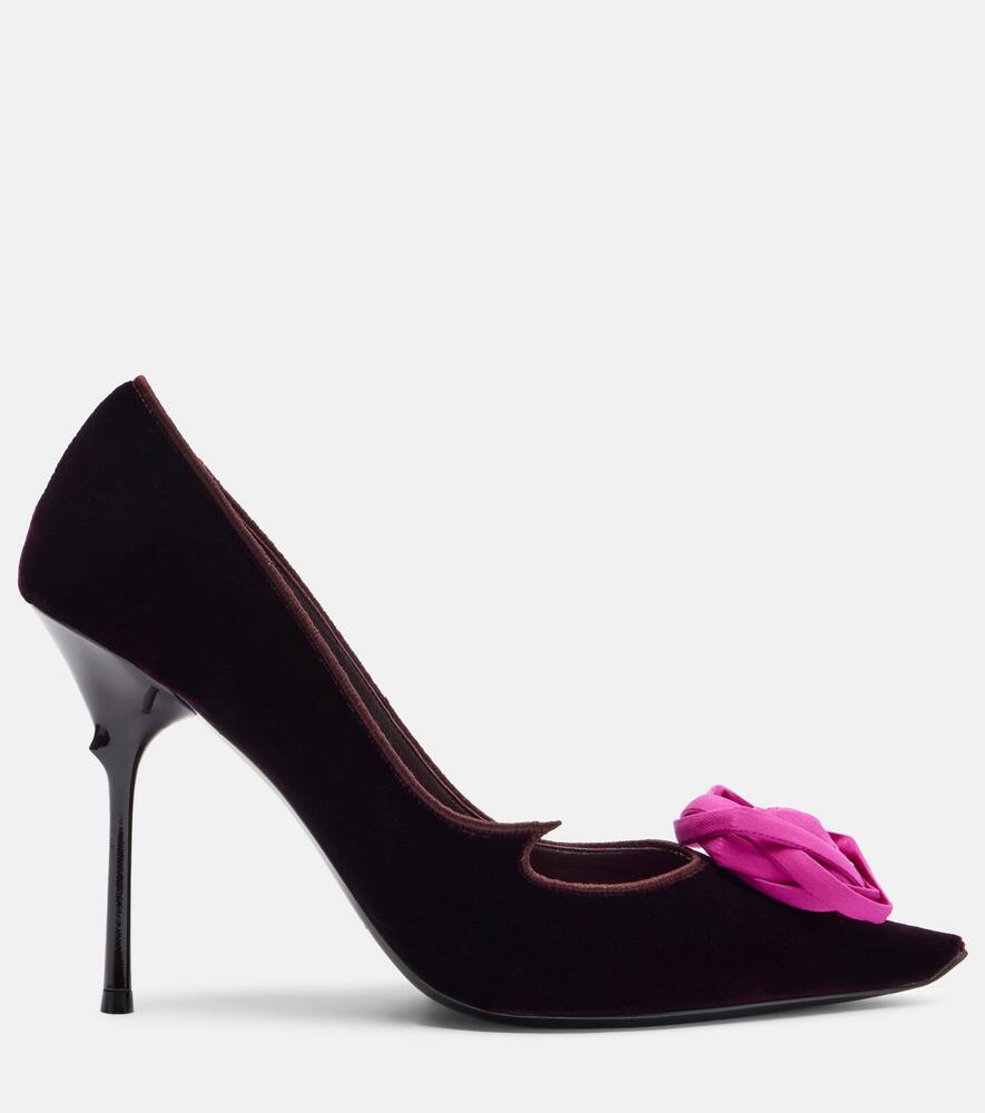 Туфли-лодочки Epine Rose 100 из цветочного бархата Roger Vivier, Burgundy+Fuxia Medio — фото 4