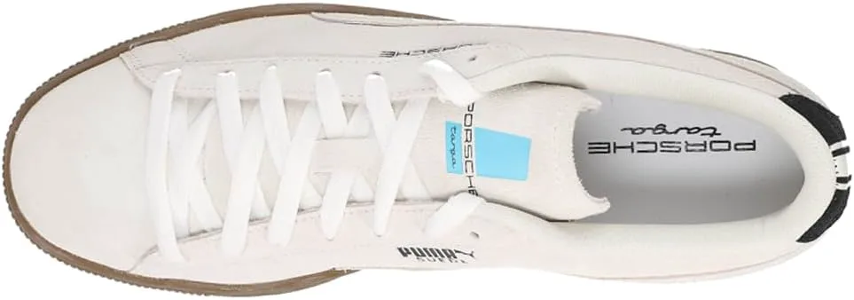 Мужские кроссовки PUMA Porsche Legacy X Suede на шнуровке - повседневные, цвет слоновая кость, белый — фото 4