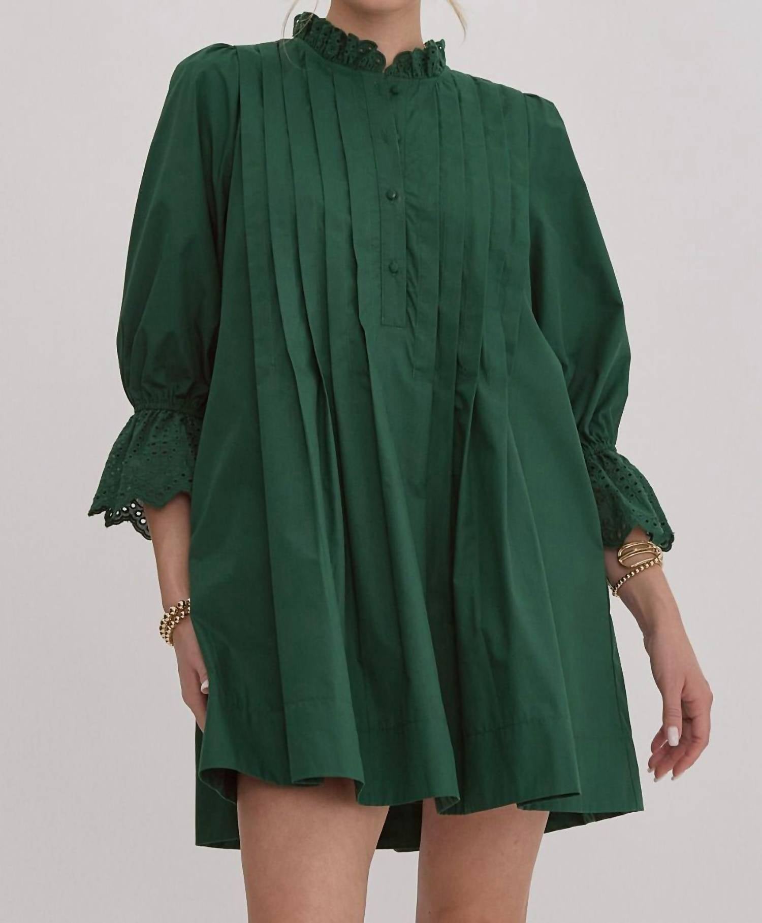 

Короткое платье с кружевной отделкой в ​​цвете Forest Green entro