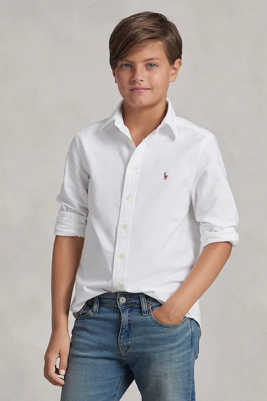 

Детская хлопковая рубашка Polo Ralph Lauren, белый