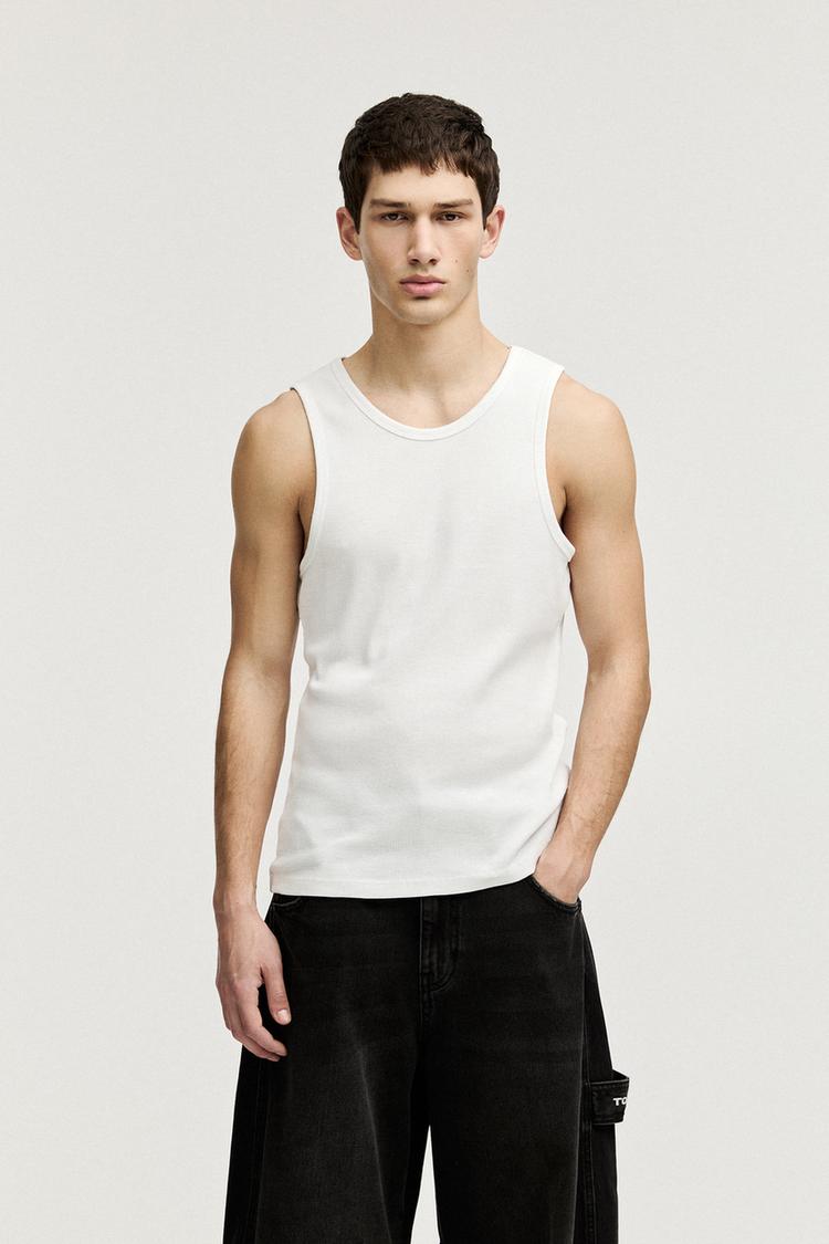 

Ребристая майка Pull And Bear, белый