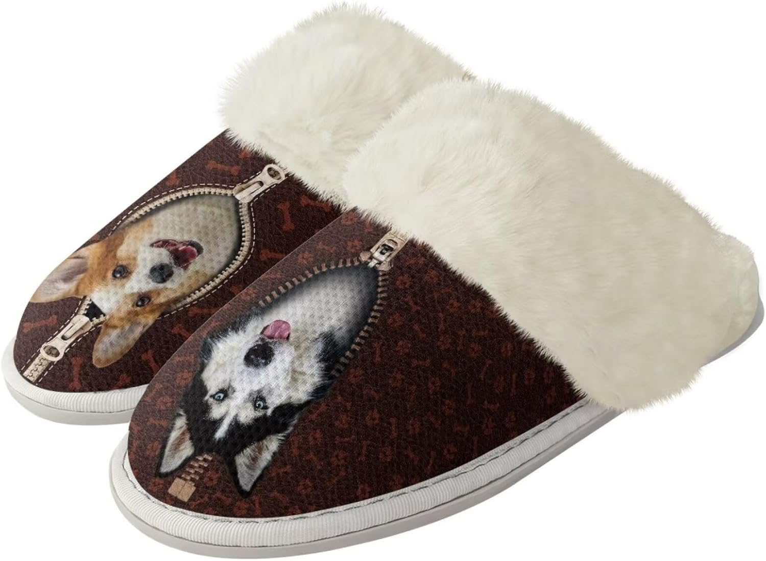 

Тапочки Srengjodk Slip-On для дома, тапочки для женщин и мужчин, фланелевые хлопковые тапочки с меховой отделкой, унисекс, размеры 36-47, Funny Dog Print