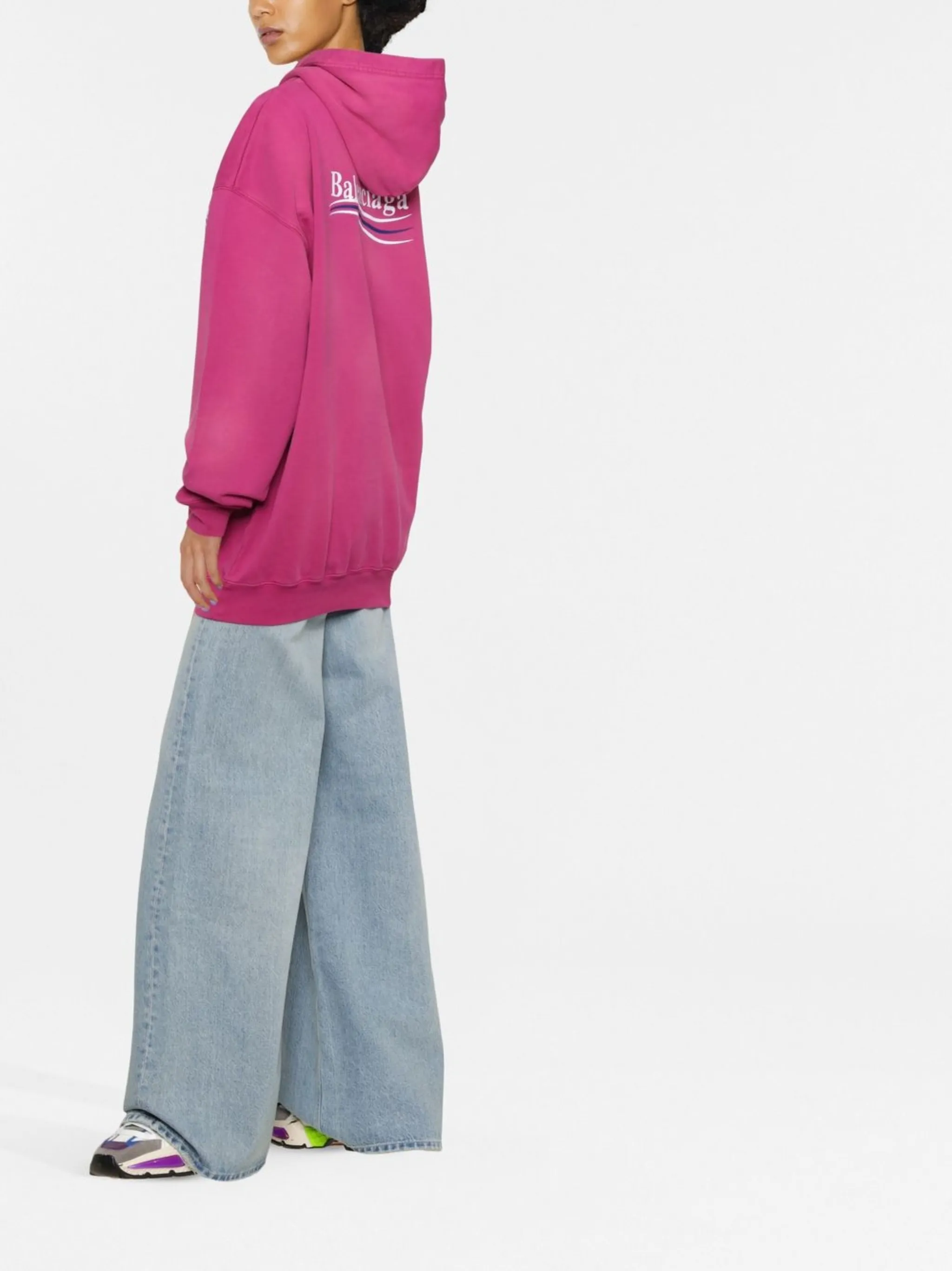 Худи с вышитым логотипом Balenciaga, розовый — фото 4