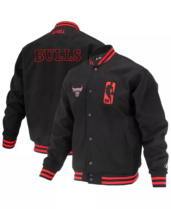 

Мужская и женская черная бейсбольная куртка на молнии с логотипом Chicago Bulls из коллекции Man Shadow FISLL