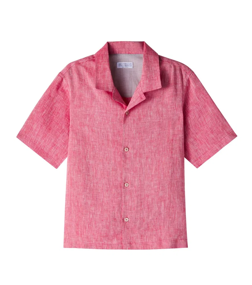 Льняная рубашка Brunello Cucinelli Kids, красный