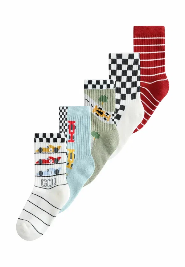 Носки 5 пар Next, red white race cars, красный белый
