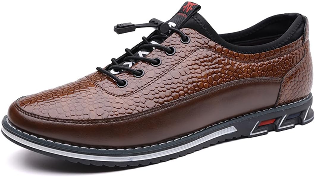 

Мужские оксфорды из кожи с тиснением под крокодила с эластичной ремешковой застежкой Swzec, коричневый