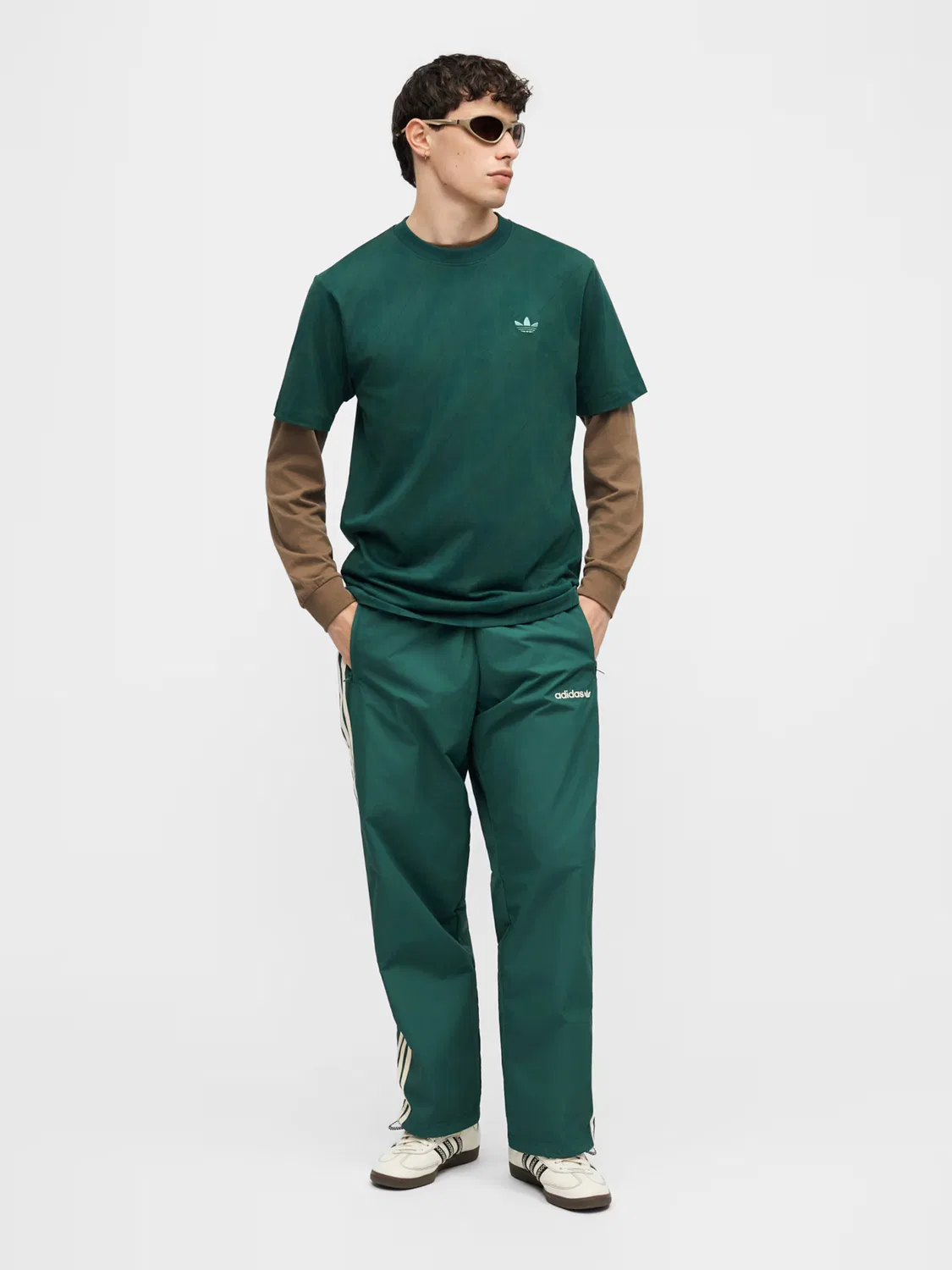 Брюки Adidas Originals свободного кроя Cutline изумрудного цвета — фото 4
