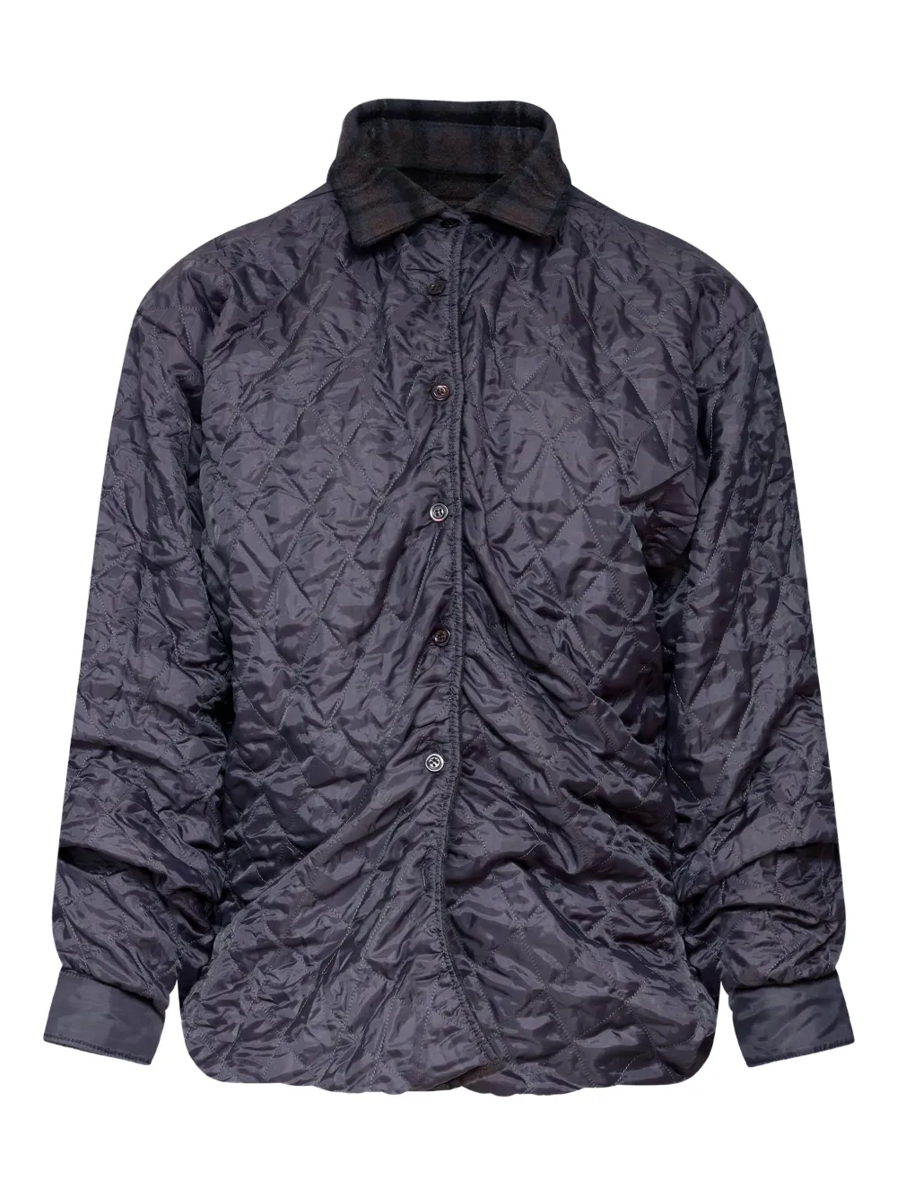 

Стеганая куртка с воротником в клетку MAISON MARGIELA, серый