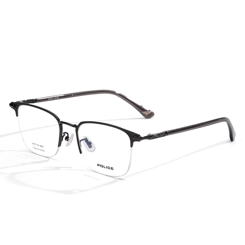 

Титановые квадратные очки для мужчин в ярком золотом цвете Police, VPLT11K-0627 Semi-Matte Deep Gunmetal+Bright Deep Gunmetal