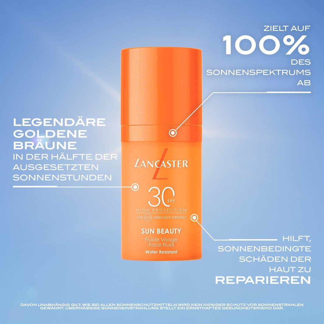 Солнцезащитный крем sun care sun beauty sun protective fluid spf30 Lancaster, объем 30 мл — фото 3