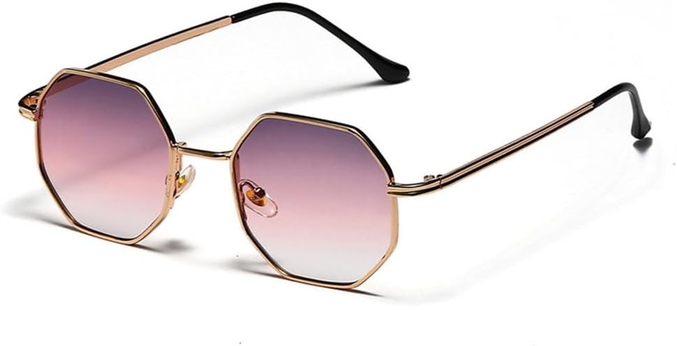 

Ретро-солнцезащитные очки в шестиугольной металлической оправе, модные, с зеркальными линзами цвета розового золота и защитой от УФ-излучения UV400 JWMSXYQR, Purple Gradient