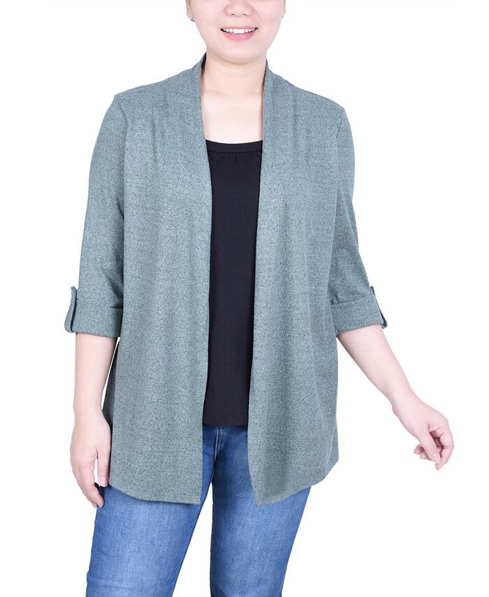 

Миниатюрный топ «два в одном» с рукавами 3/4 NY Collection, зеленый