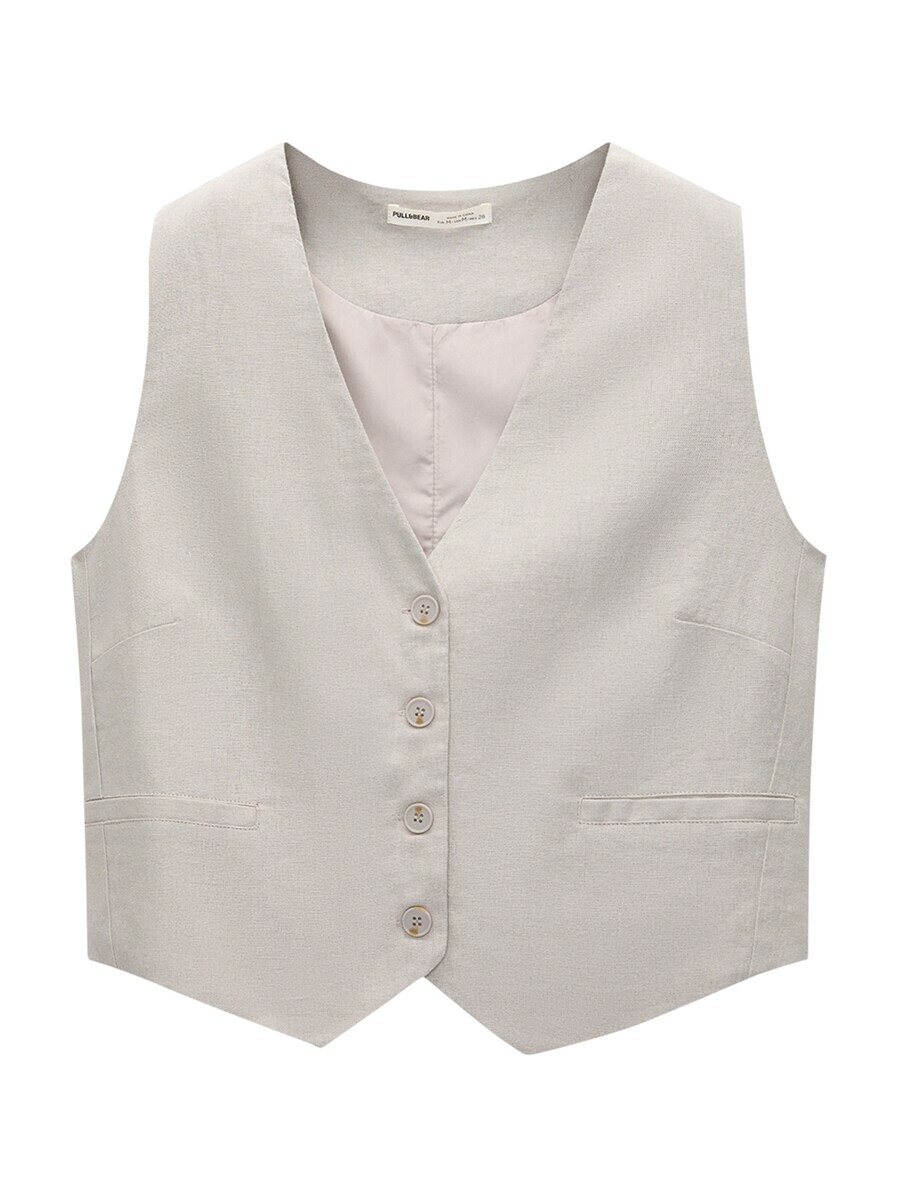 

Короткий блейзер Pull&Bear Suit Vest, серо-бежевый