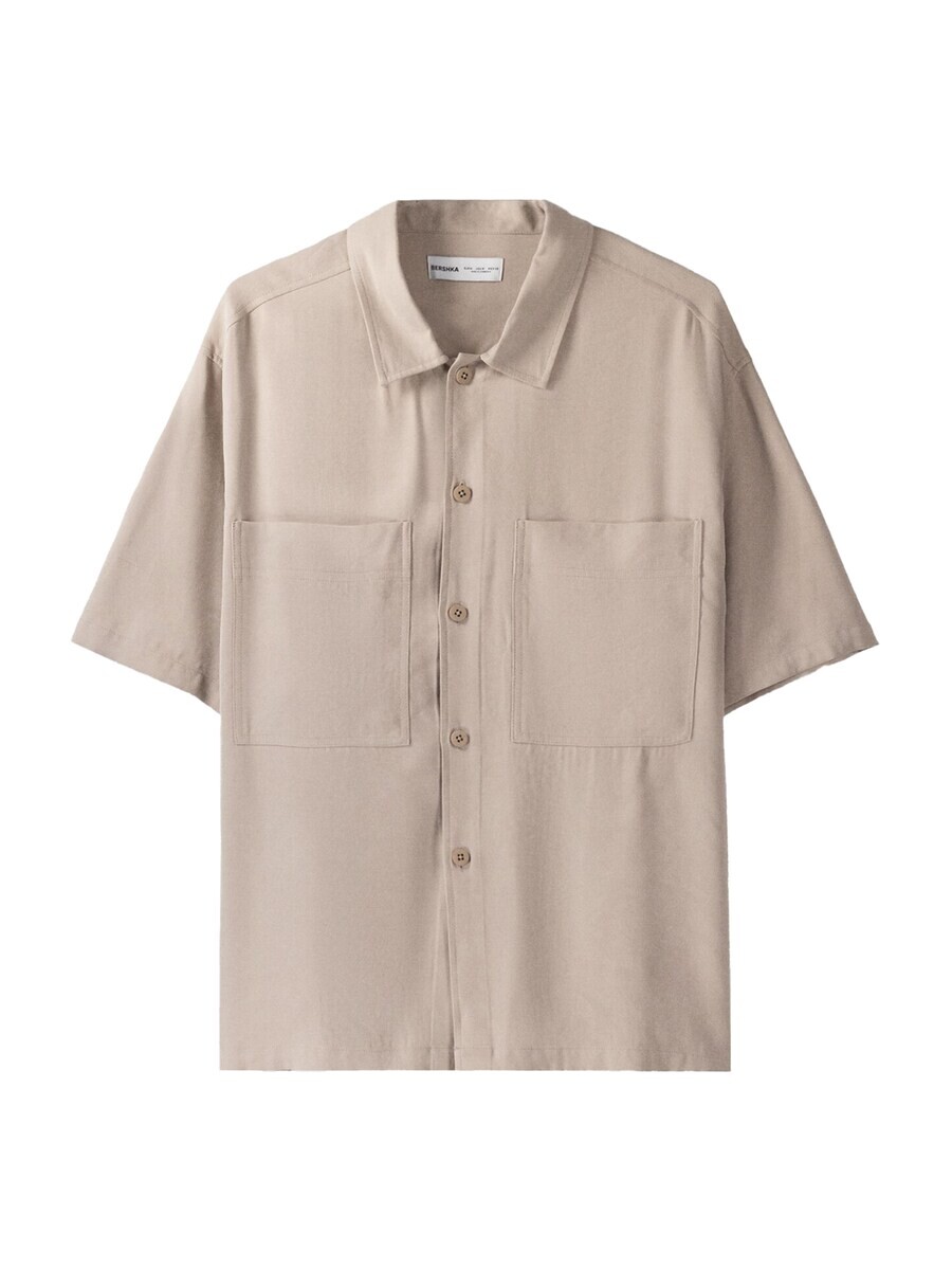 

Повседневная рубашка Bershka Comfort fit Button Up Shirt, песочный