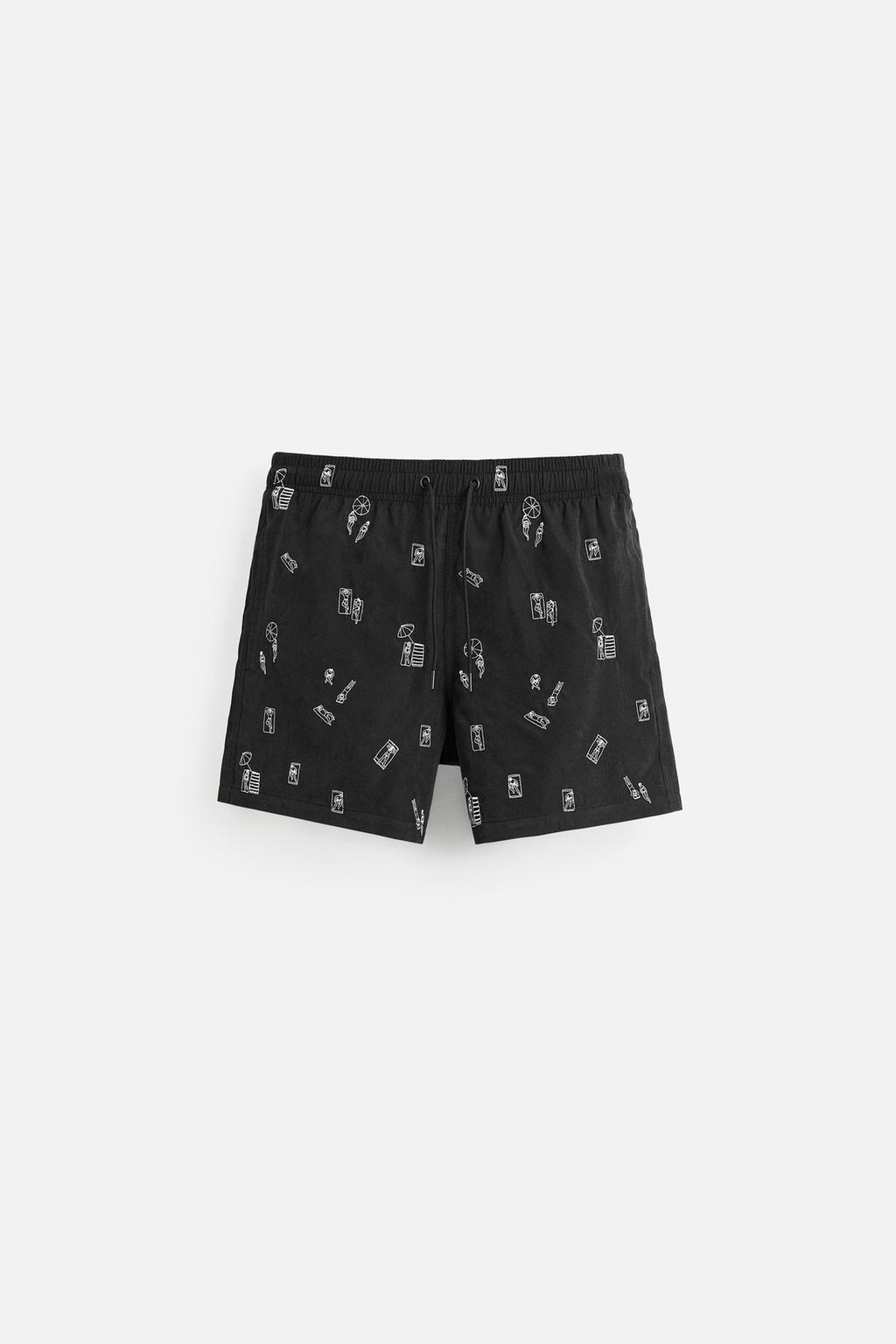 

Обычные плавки с вышивкой ZARA, черный