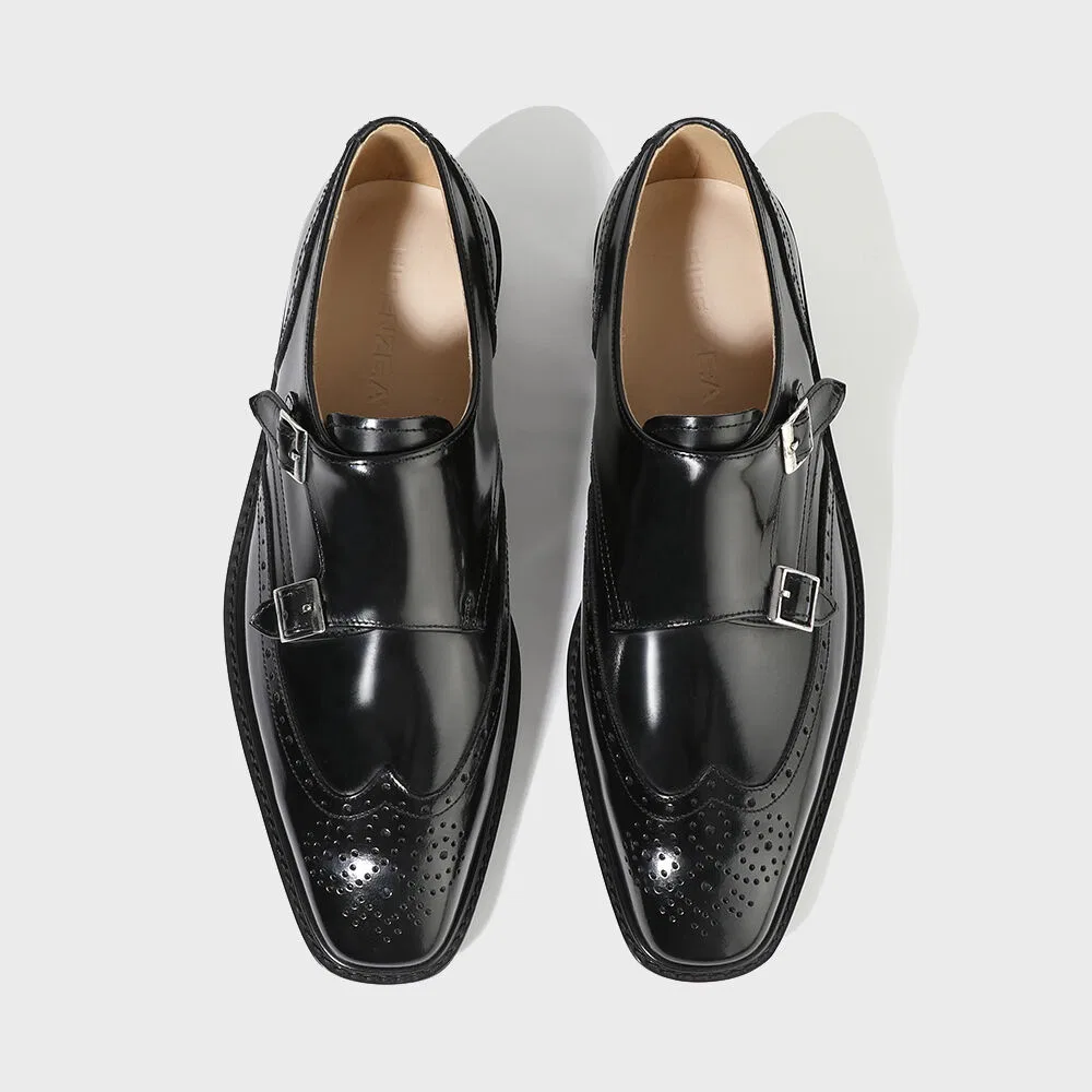 Мужские дерби Firenze.A Classic Line Wingtip Double Monk 4004, чёрные Box