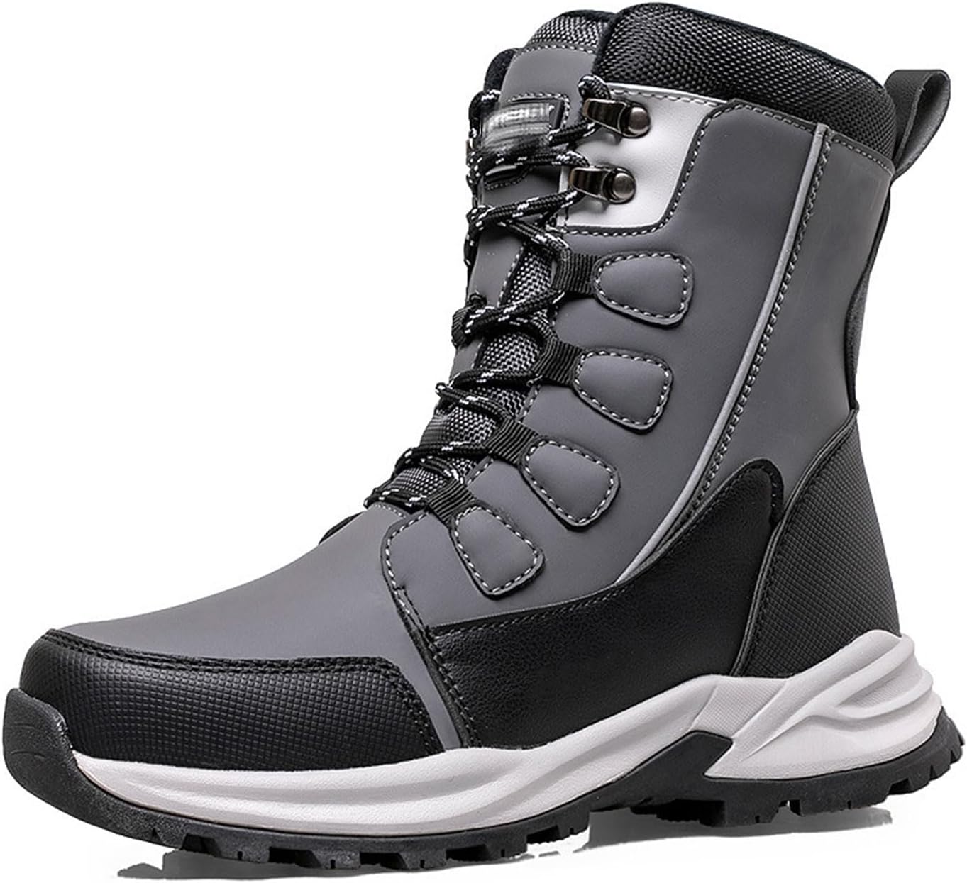 

Мужские зимние снегоходные сапоги, утепленные мехом, водонепроницаемые, теплые, высокие хлопковые ботинки, противоскользящие, снаружи, шнуровка, короткие походные ботинки, 39 EU, белые Manyubei