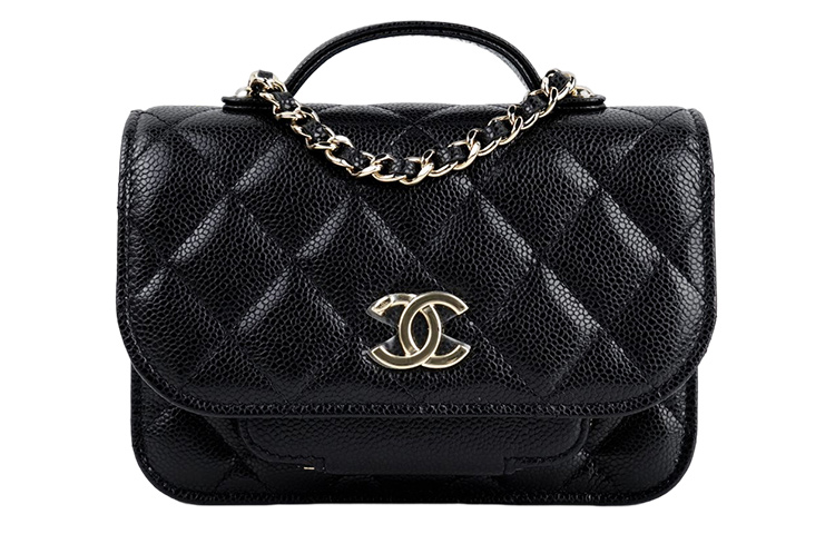 

CHANEL Сумка-мессенджер из коровьей кожи с тиснением под личи, через плечо, обычная женская, черная