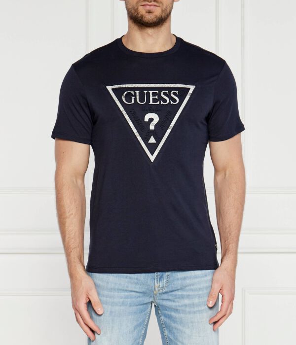 

Футболка мужская Guess Jeans облегающего кроя с принтом, синий