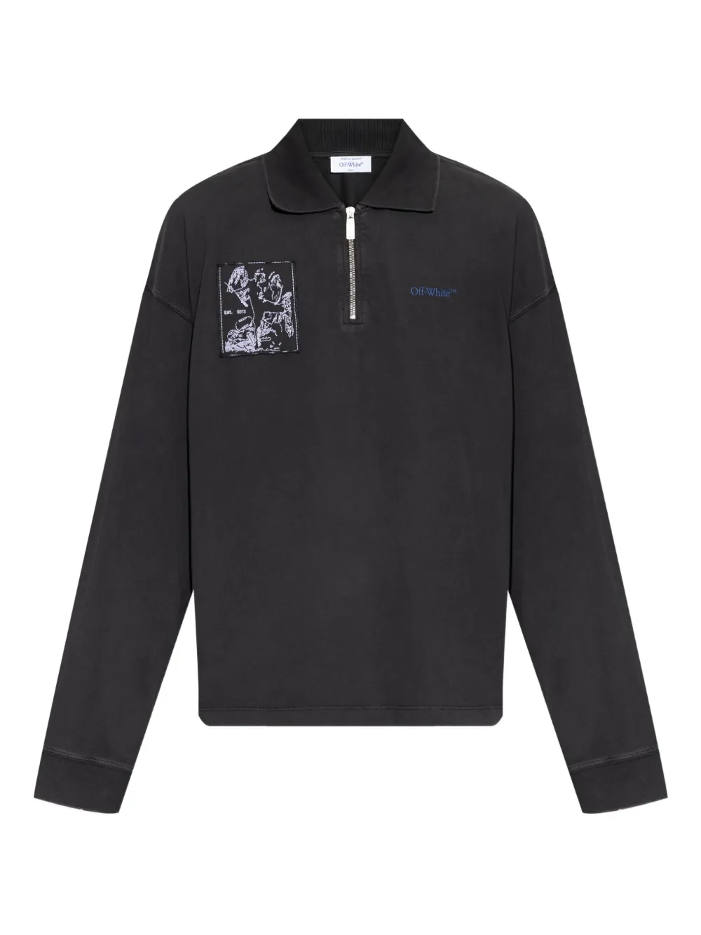 

Поло с половинной молнией и вышитой нашивкой OFF-WHITE, серый