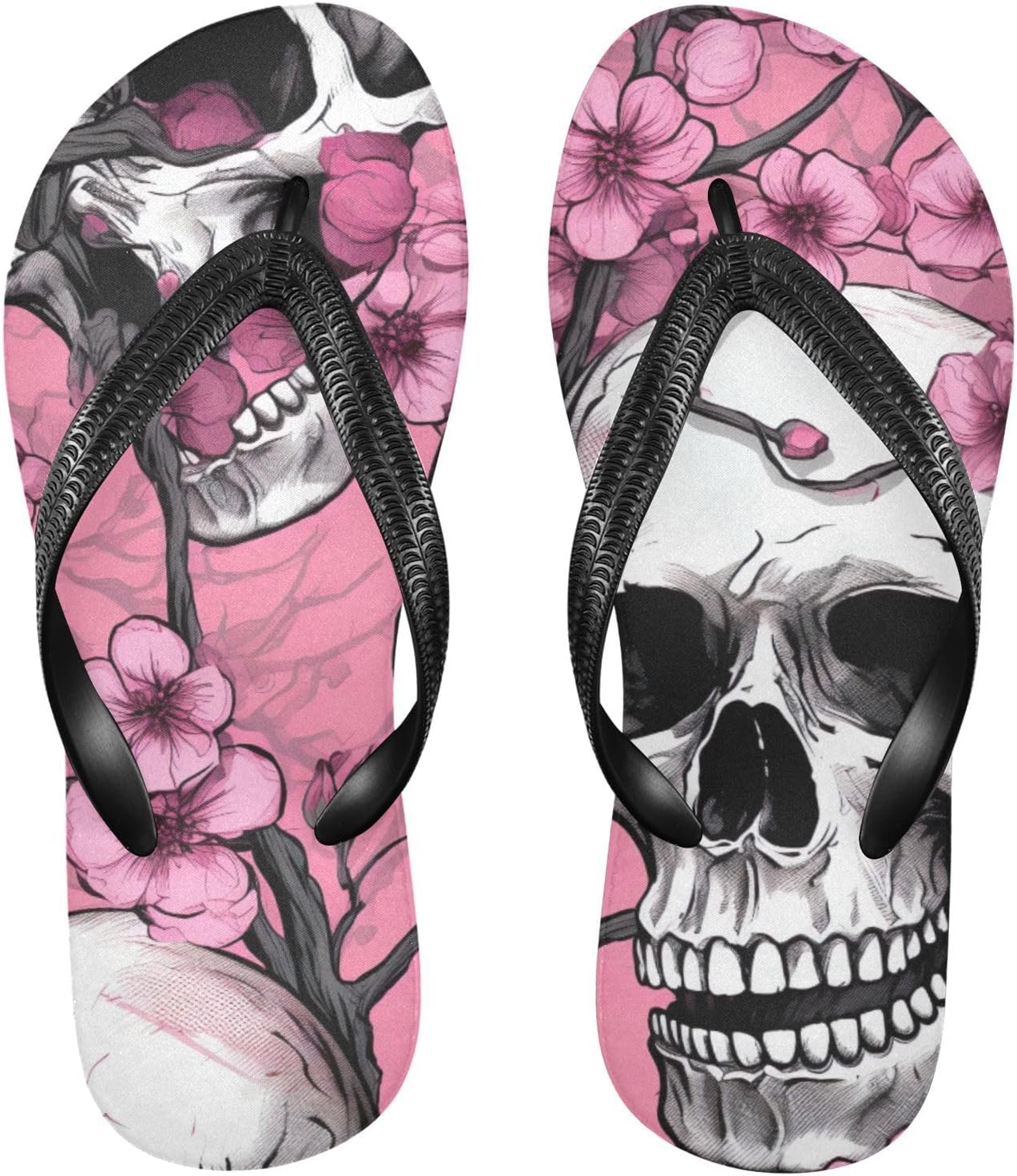 

Женские и мужские летние пляжные шлепанцы с розовым цветочным черепом, для душа Kfbe