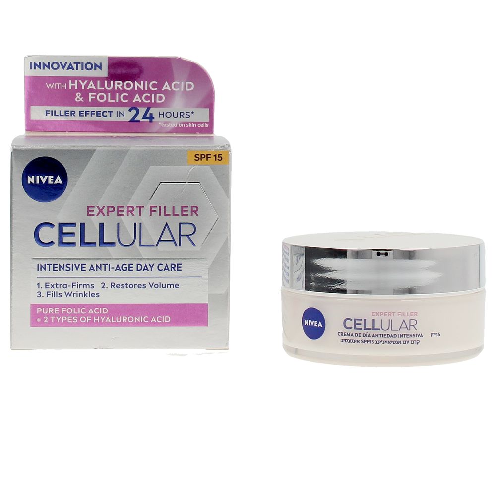 

Крем против морщин Cellular filler hialurónico & fólico crema día spf15 Nivea, 50 мл