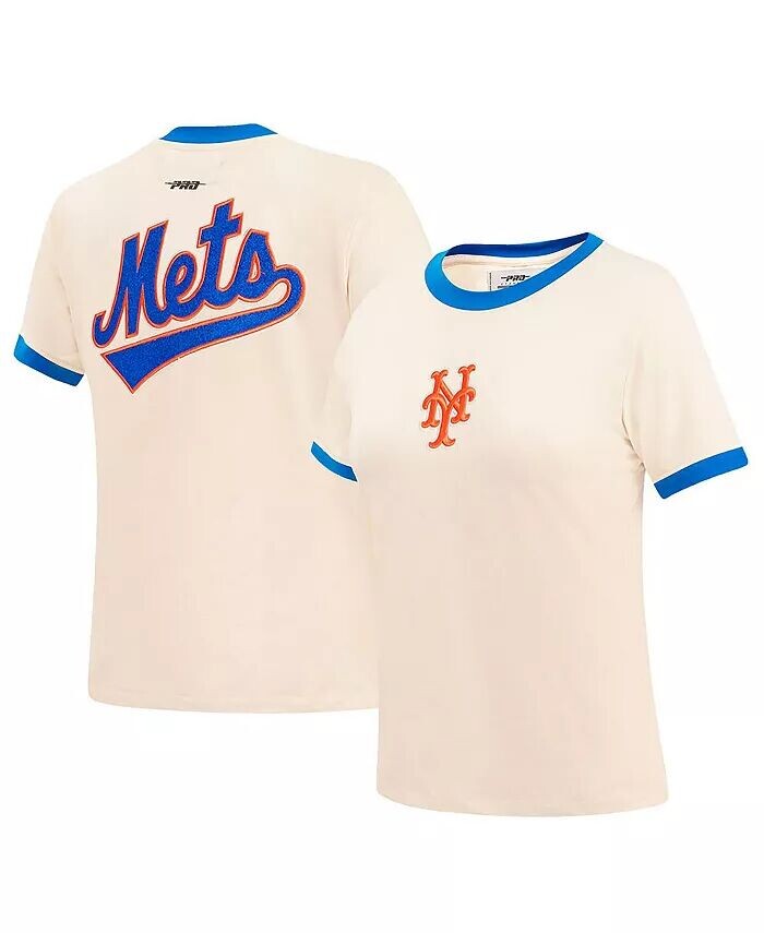 

Женская кремовая футболка New York Mets Retro Classic Ringer Pro Standard