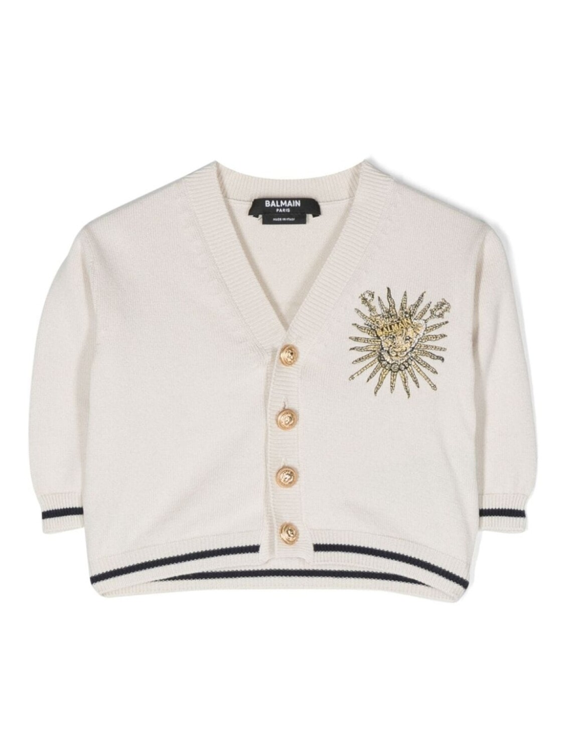 

Balmain Kids кардиган с вышитым логотипом, нейтральный цвет