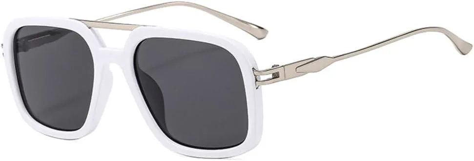 

Мужские солнцезащитные очки в стиле ретро с двойной перемычкой, защита от УФ-излучения UV400, модный градиент, женские солнцезащитные очки MTZJH, White Gray