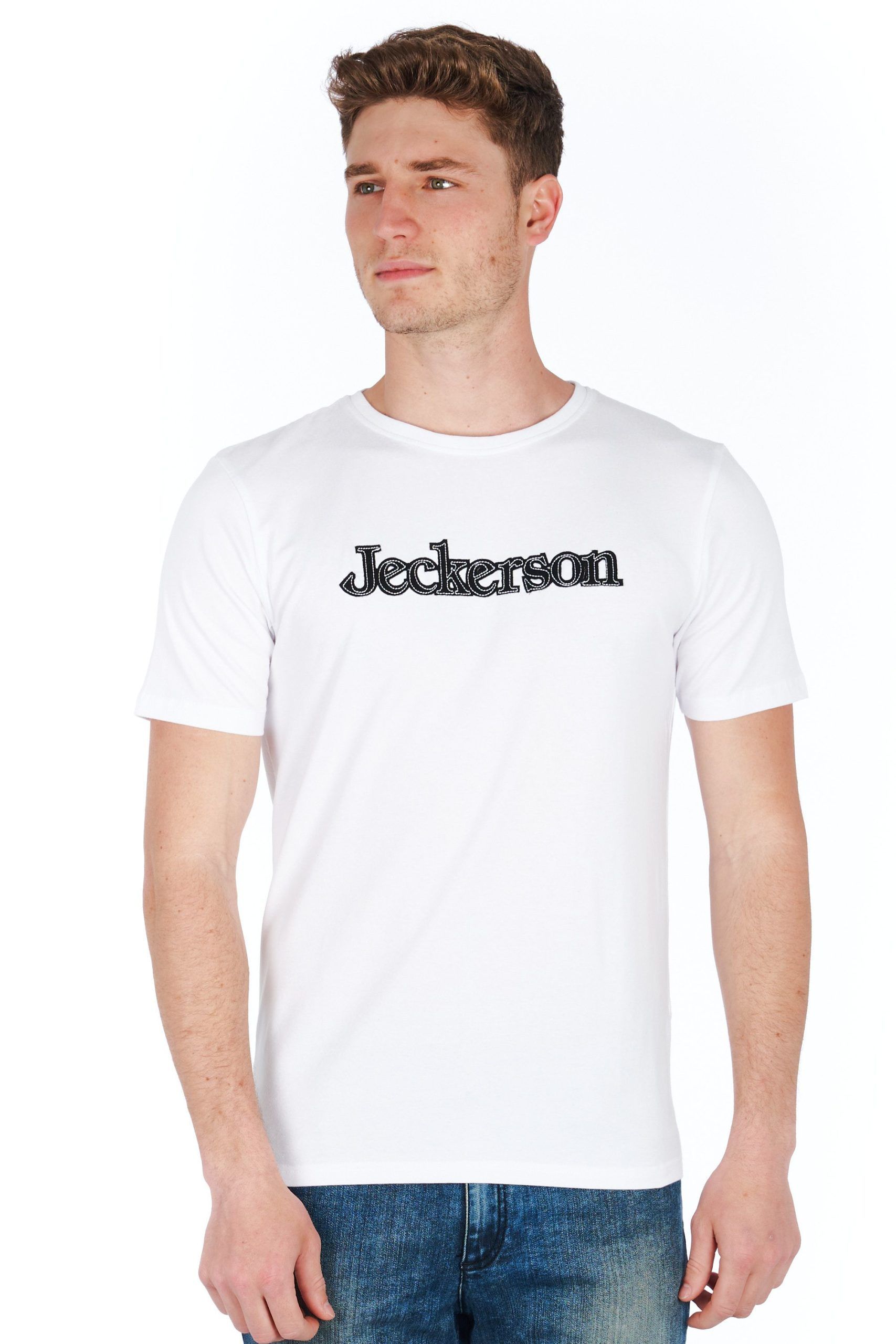 

Белая хлопковая мужская футболка Jeckerson