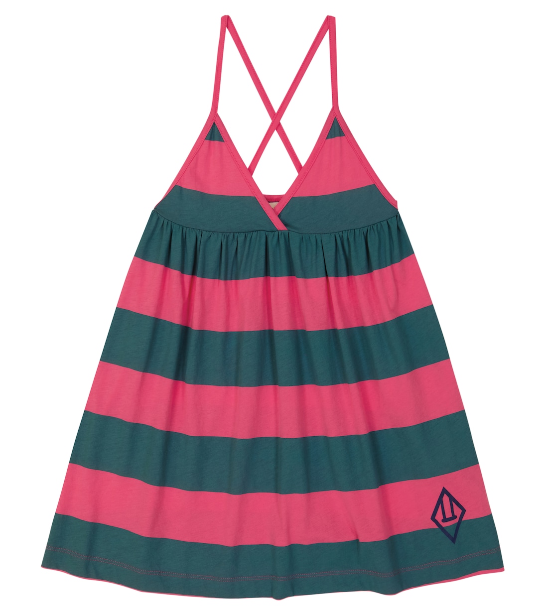 

Платье из хлопка в полоску цвета выдры The Animals Observatory, Green + Pink