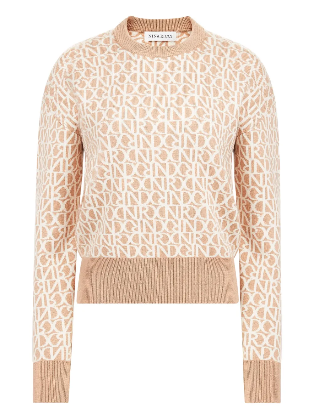 

Шерстяной свитер с монограммой Nina Ricci, нейтральный