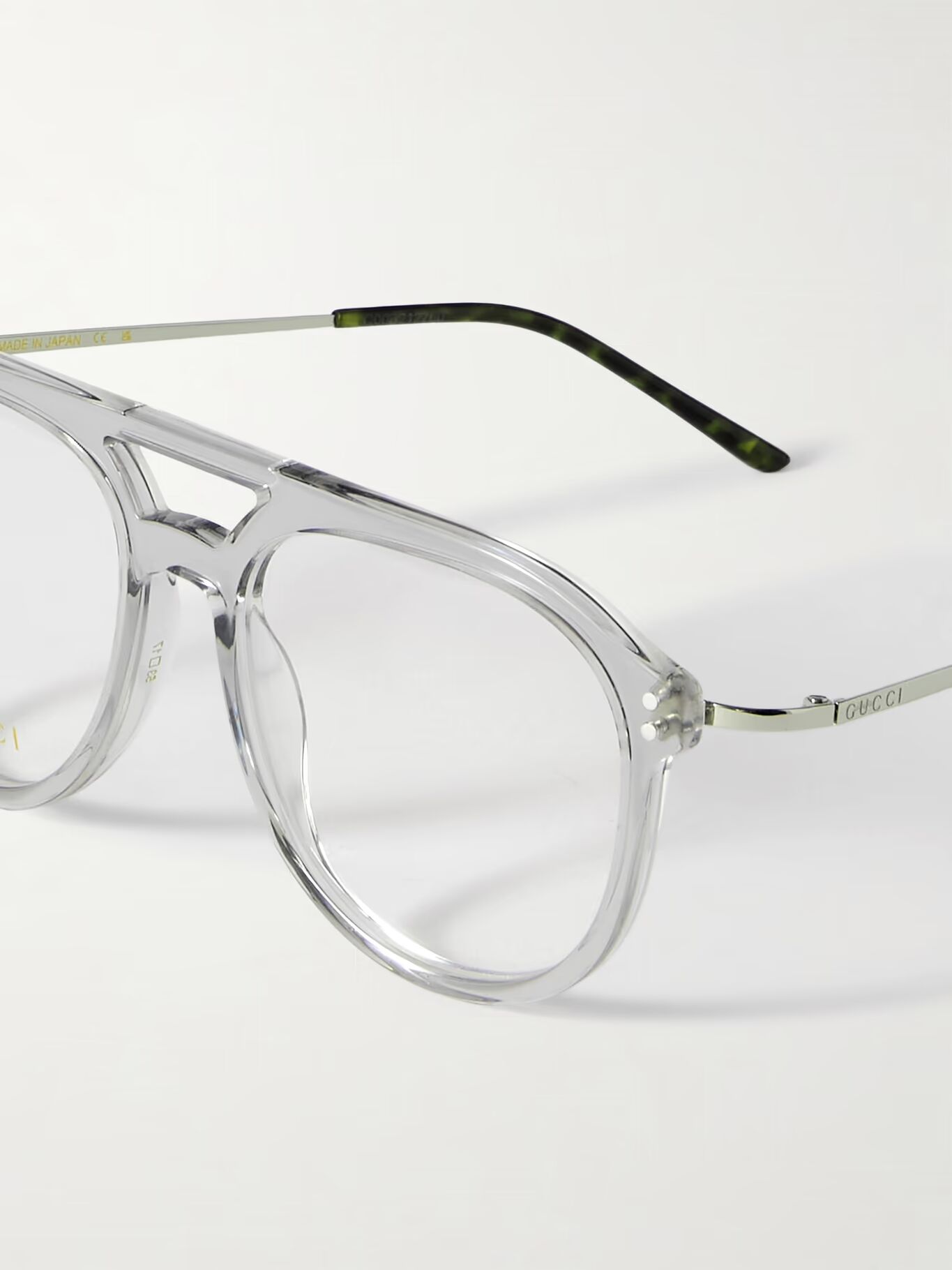 

Ацетатные и серебристые оптические очки в стиле «авиатор» GUCCI EYEWEAR, серый